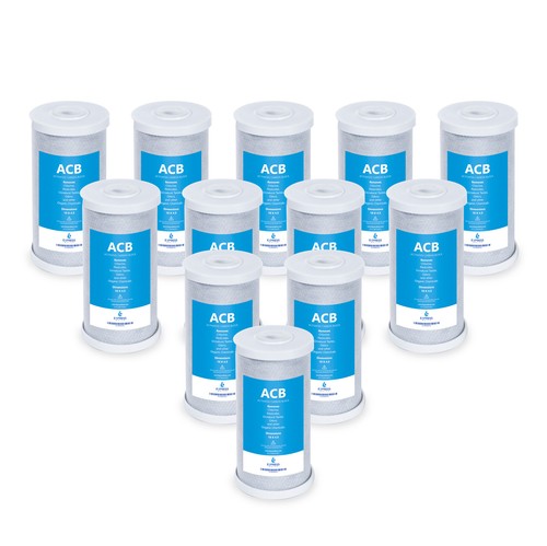 Filtro de agua de bloque de carbono azul grande para toda la casa 5 micras coco 4,5"" x 10"" -12 PK - Imagen 2 de 5