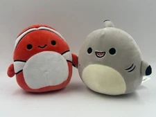 Squishmallows Ricky The Clownfish Kellytoy Plush Gordon the Black Tip Shark Doll