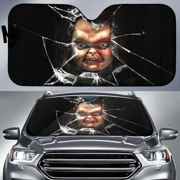 Chucky Car Car Sun Shade Horror Broken Glass Style Windshield Broken