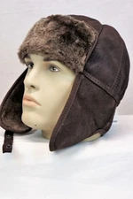 NEW Real Sheepskin leather Brown /Mocha Aviator Trapper Ushanka Hunting Hat M-3X