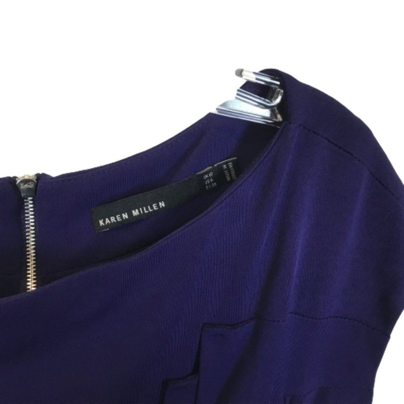 Womens Size 6 Karen Millen Dark Blue Pleat Detail Stretch Jersey Dress