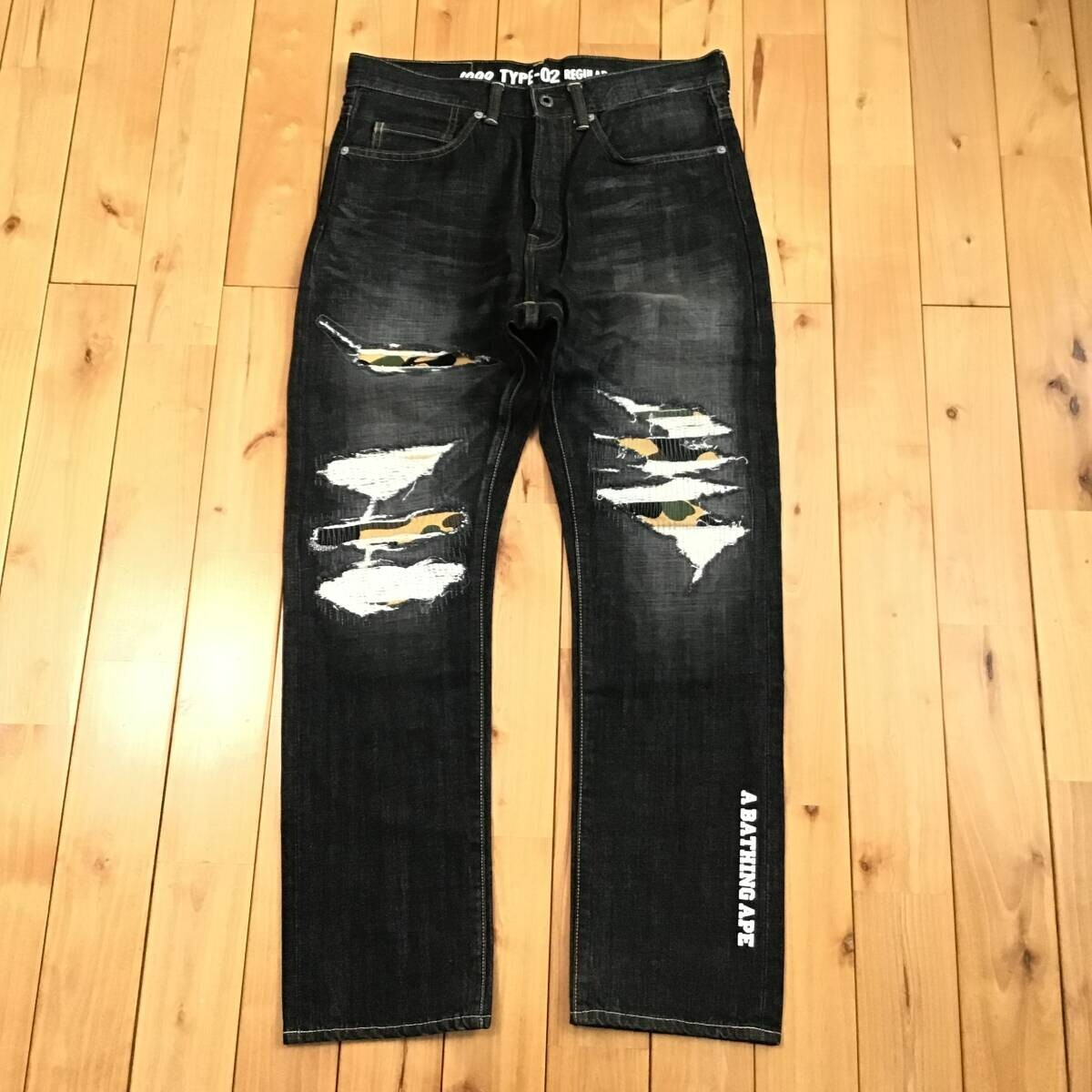 BAPE camo TYPE02 Black Denim Pants A Bathing Ape Size M | eBay