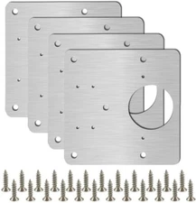 4x Hinge Repair Plate for Cabinet Door, Stainless Steel Hinge Repair Bracket Kit
