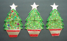 Vintage Bucilla Sequined Felt Christmas Tree Door Knob Decorations
