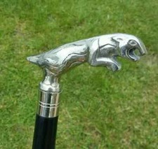 Vintage Brass Jaguar Handle Wooden Walking Cane 36" Long For Men/Father/Dad Gift