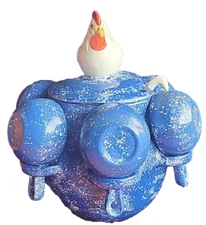 Vintage Rooster Tureen Soup Terra Cotta Collection Style Six Cups & Ladle *READ*