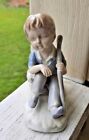 Vintage Porcelain Boy Blue With Walking Stick Figurine Japan 3 1/2"