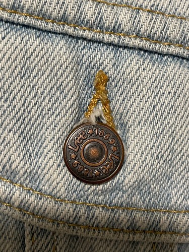 Vintage Lee Men's Denim Jacket Classic 80s 90s White Wash - Picture 6 of 6