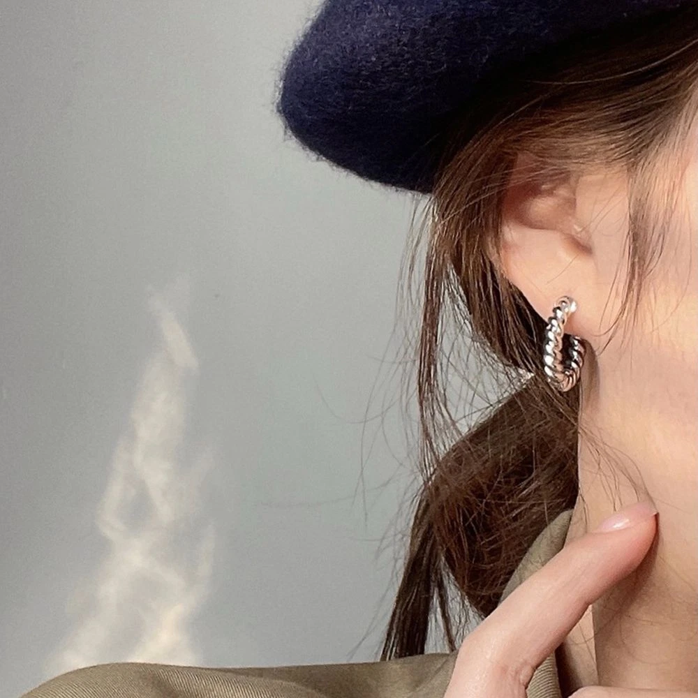 Small Female Hoop Earrings Korean Style Earrings Metal Earrings