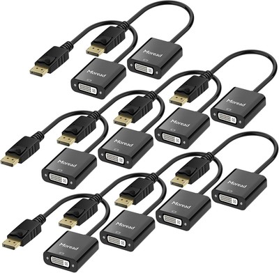 Gold-Plated DisplayPort to DVI-D Adapters - 10 Pack for Monitors & Projectors