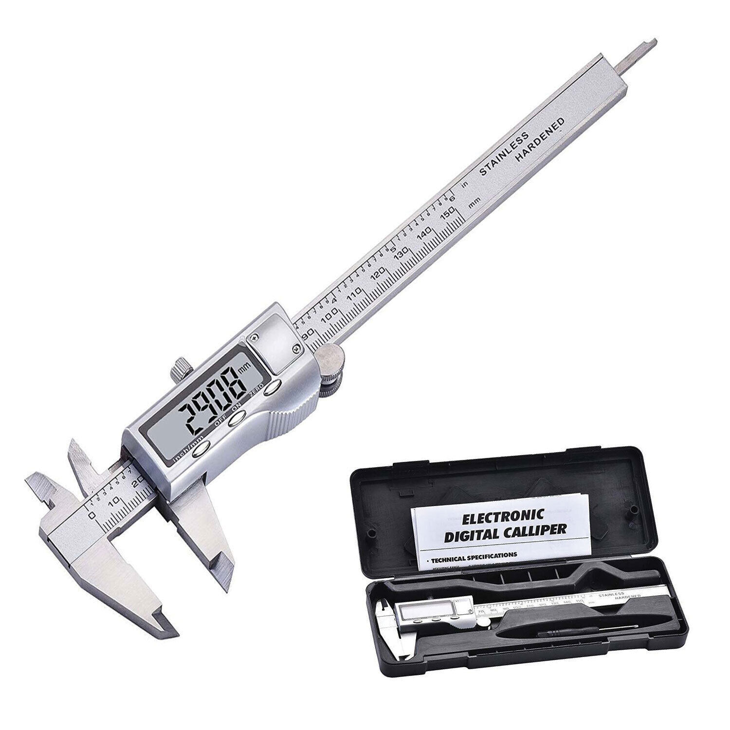 150200mm LCD Digital Vernier Caliper Black Micrometer Measure Tool