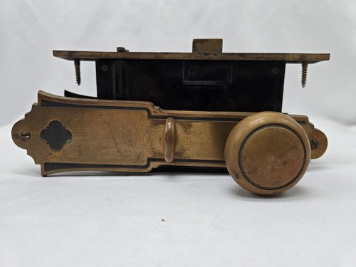 Corbin Bronze Entry Door Set 2 Knobs Face Plates Lock NO KEY Push Button Vintage - Picture 9 of 10