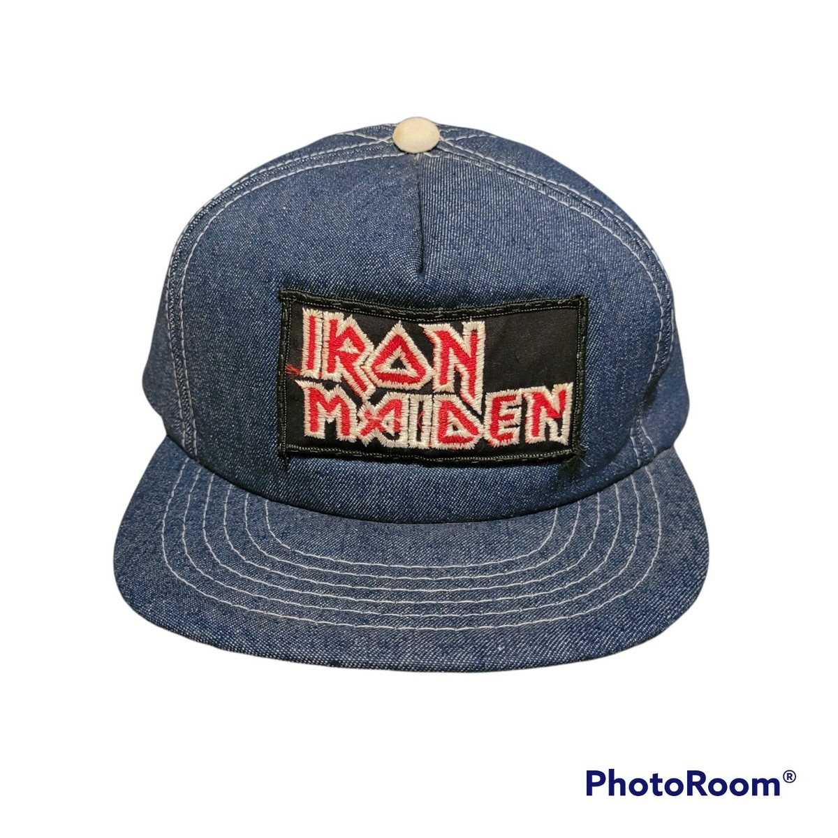 Vtg Denim Iron Maiden Trucker Patch Hat Cap SnapBack Metal