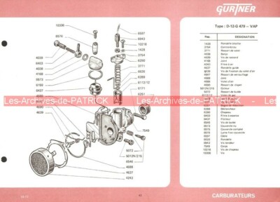 VAP 610 Type D-12-G-479 D-12-G-617 Fiche Carburateur GURTNER 10/1972 | eBay