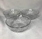3x Vintage Jeannette Clear Depression Glass Iris Herringbone Cereal Bowl 5"