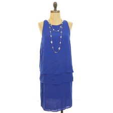 Charles Henry Nordstrom Tiered Short Shift Dress Size S Blue EUC B91