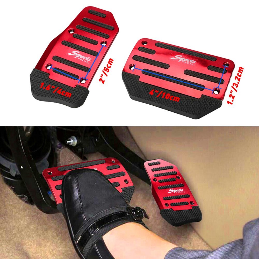 [Red] Non-Slip Automatic Foot Brake Gas Pedal Pad Accessories Cover Parts Car D