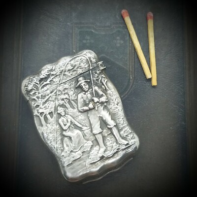 Antique Riverside Fly Fishing Sterling Silver Match Safe Vesta Case | eBay