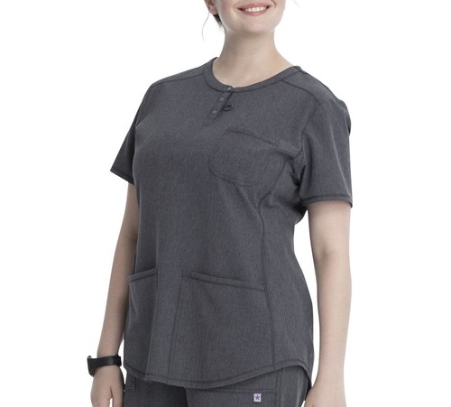 Kleines graues Damen-Peeling-Top Supreme V-Ausschnitt Scrubstar meliert zinngrau - Bild 7 von 10