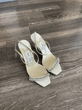 Sandali donna Jimmy Choo Meira 85 con decorazioni in cristallo indossati una volta sposa