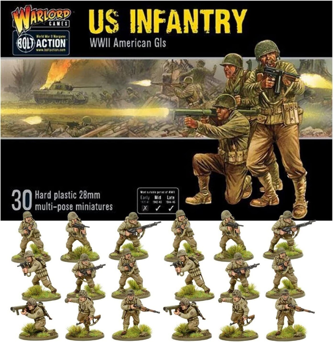 Warlord Games Bolt Action Miniatures US Infantry WWII American GIs Troop  Set