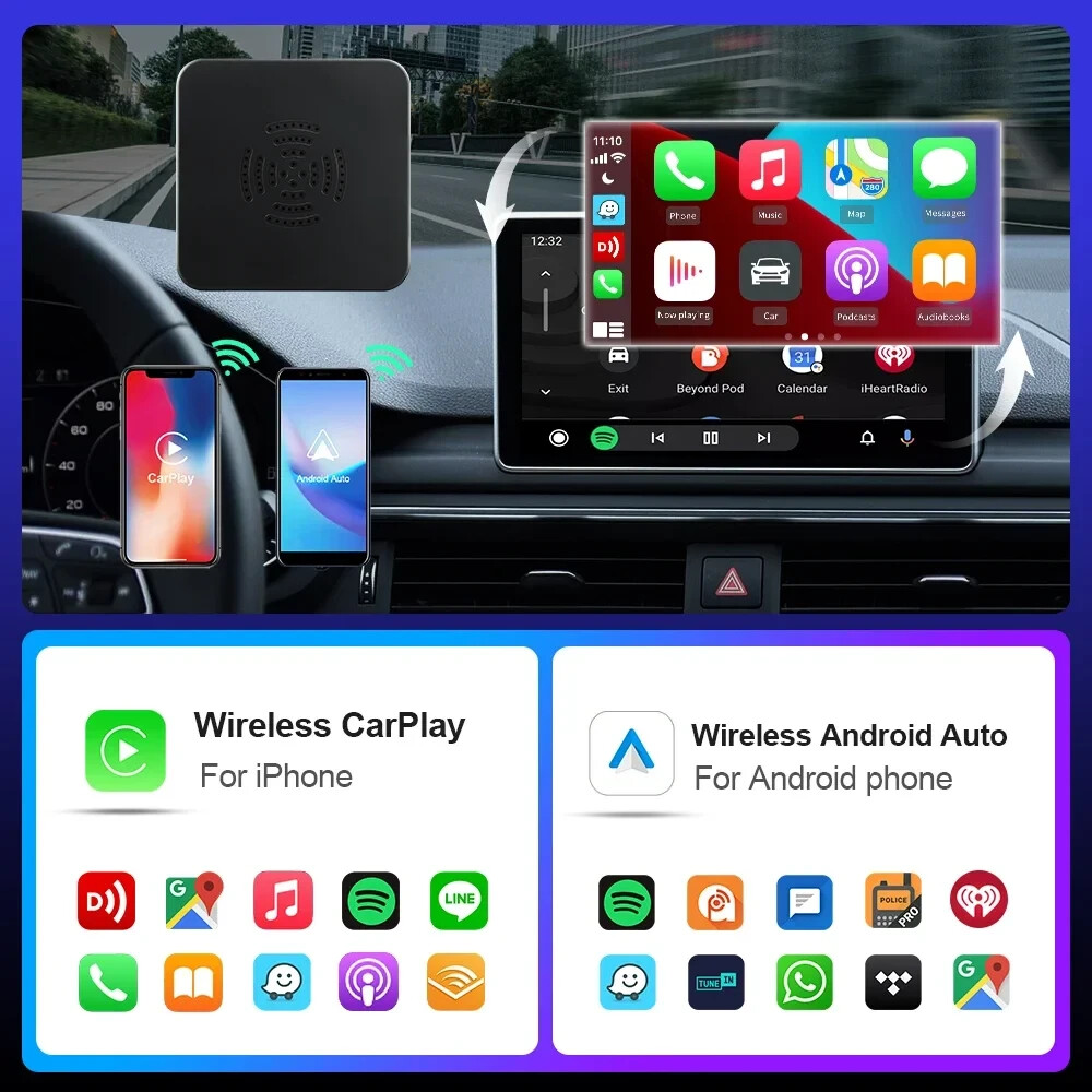 Caraibox 2 In1 Wireless CarPlay Android Auto Box Autoradio CarPlay Cablato - Miniatura 14