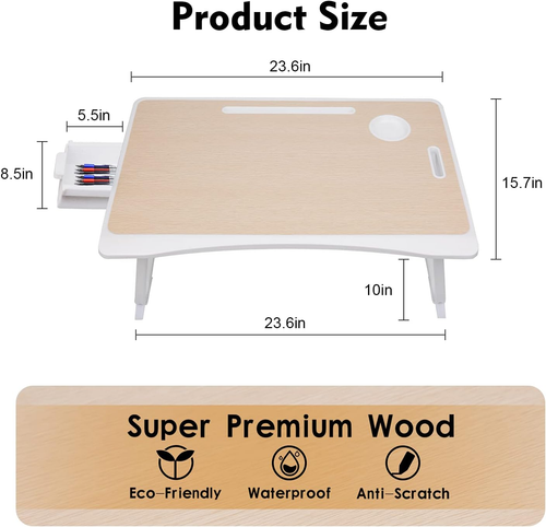 Amaredom Laptop Bed Desk Tray Bed Table, Foldable Portable Lap Desk Notebook Sta - Afbeelding 4 van 12
