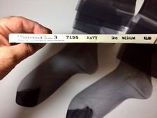 Vintage 1950s NAVY SILKY FLAT KNIT NYLON STOCKINGS 3 PAIR NUDE HEELS 9 1/2 X 33  