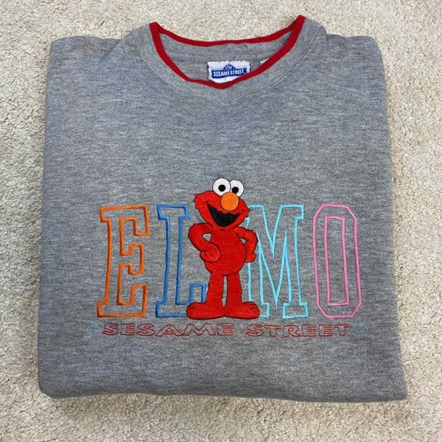 Vintage Sesame Street Embroidered Elmo Sweatshirt Gra… Gem