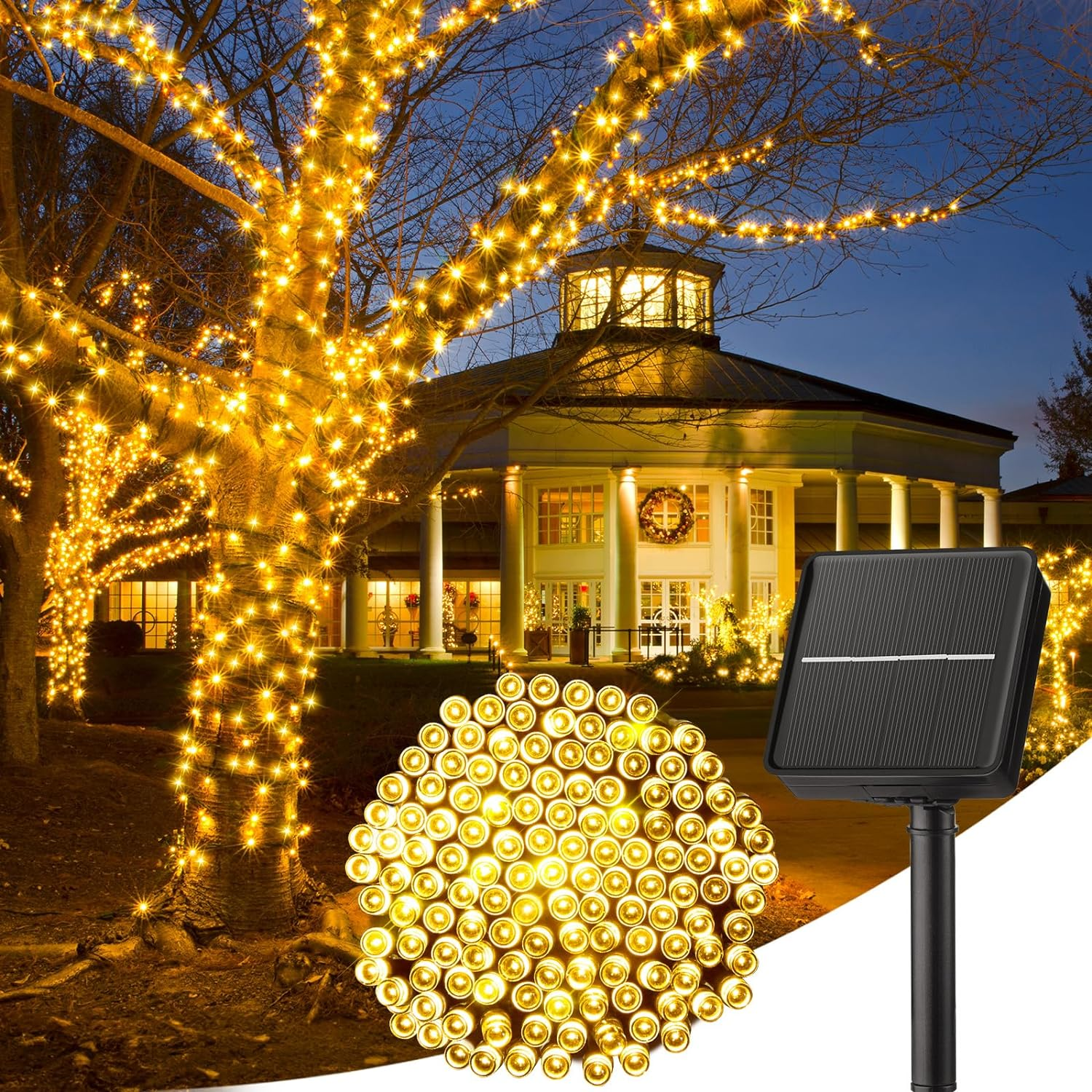 Solar String Lights for outside - 40 FT 100 LED Christmas Solar String Lights wi