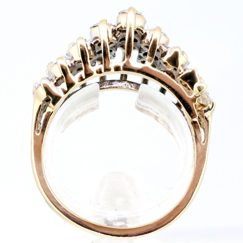 Anillo de cóctel de diamantes de 1,65 quilates de 3 filas oro amarillo 14 K - Imagen 4 de 4