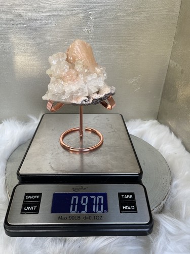 Peach Stilbite on Green and Diamond Apophyllite, Mixed Zeolite Minerals Specimen - Picture 10 of 10