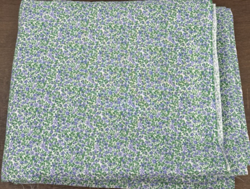 Vintage Calico Quilting Cotton Fabric Green Purple Micro Floral 4 yards Lx 44" w