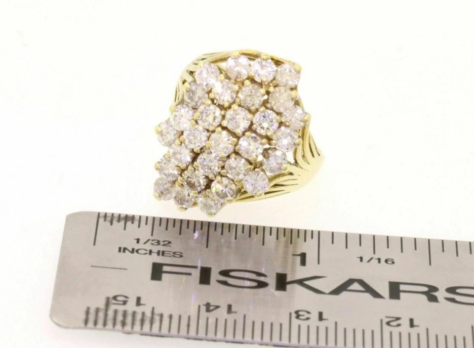 HUGE 3.00CT LAB CREATED DIAMOND CLUSTER 10K YELLOW GOLD PLATED COCKTAIL RING - Image 4 of 4