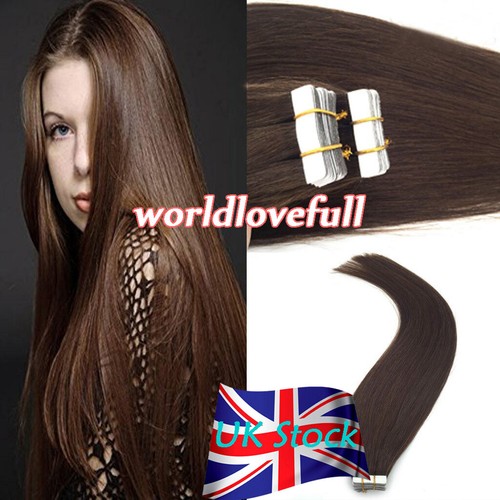 Invisible Tape In Remy Real 100%Human Hair Extensions Skin Weft Full Head 40PCS - Picture 26 of 100