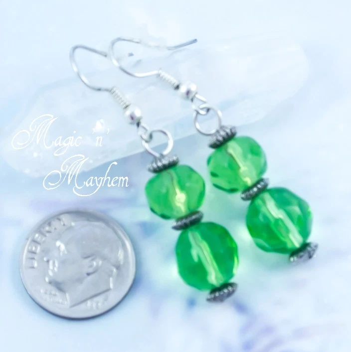 Spring Green Glass Earrings - Handmade Jewelry - - Image 2 of 2