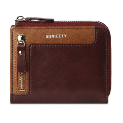 Men's Zipper Credit Card RFID Blocking Wallet Coin Pocket Multi-Function Purse