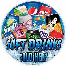 Soft Drinks Sticker, Sold Here Sign Printed, Food Cafe Restaurant POS