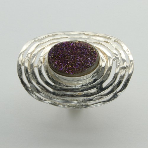 Größe 8 - ovaler DRUZY QUARTZ Ring - 925 STERLINGSILBER #3 - Bild 3 von 3