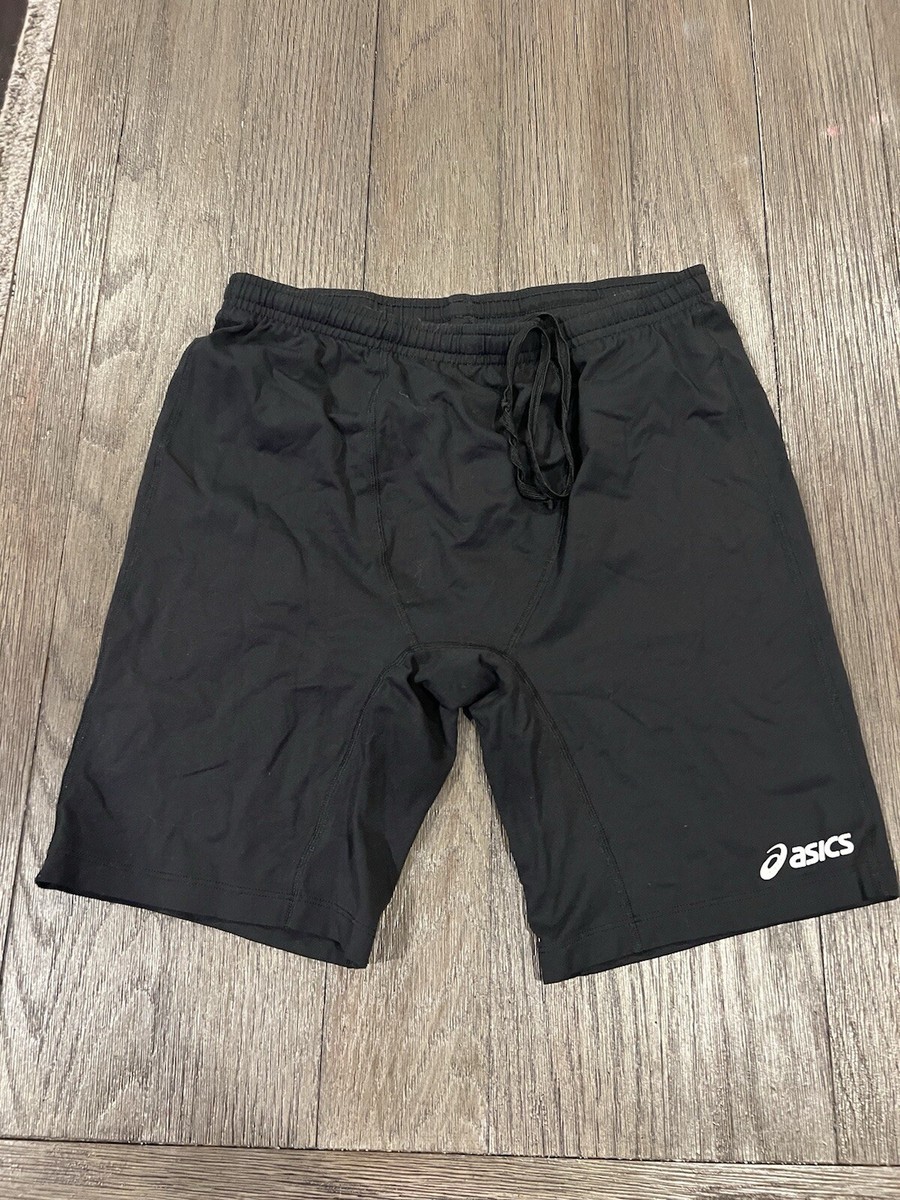 Mens Jock asics Spandex Half Tights Compression Shorts Black