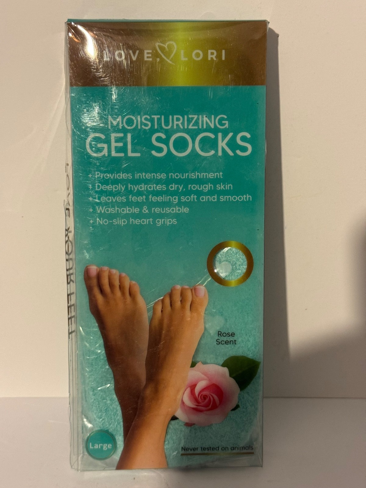 CALCETINES GEL HIDRATANTE PARA PIES SECOS AGRIETADOS - GRANDES - AROMA ROSA, HIDRATA