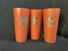 Vintage Nasco Orange Cups With Gold Mushroom,...