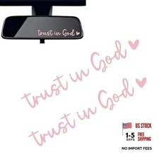 Trust in God Rearview Mirror Sticker, Vinyl Christian Car Decal, pink