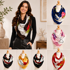 Women Square Satin Scarf Luxurious Silk Feel Paisley Neck Shawl Head Wrap 37.5"
