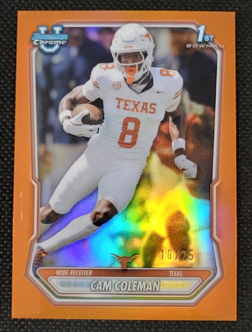Topps Bowman Chrome 2026 Cam Coleman Orange 18/25 #BCP-14 Longhorns Color Match