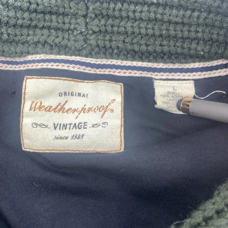 Cárdigan impermeable con botones de palanca suéter de abuelo forrado de lana tejido talla L Foto 3 de 3