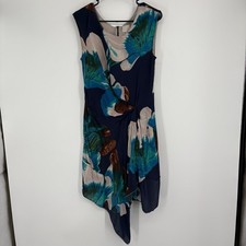 Anthropologie Silk Dress Size 6 Faux Wrap Sleeveless Lined Back Zip Multicolor