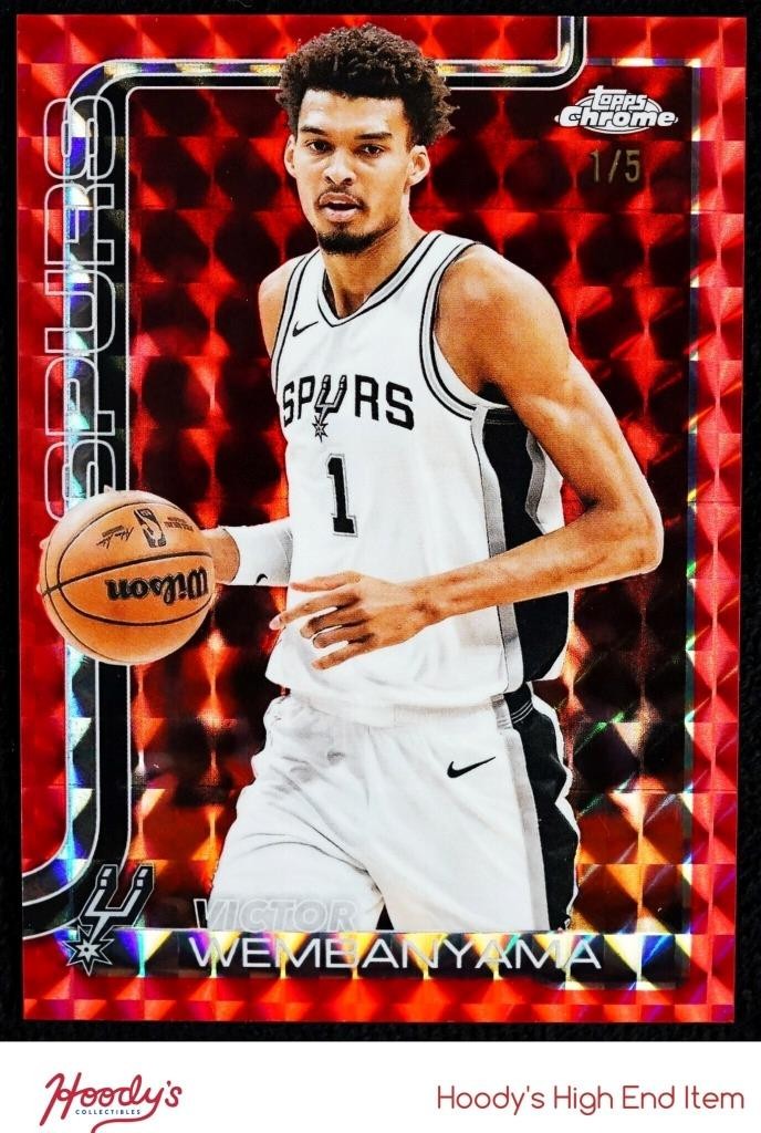 2025-26 Topps Chrome Red Geometric Refractor #221 Victor Wembanyama 1/5 SPURS