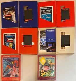 1980s MATTEL INTELLIVISION LOT OF 23 VIDEO GAMES W BOX SOME COMPLETE TRON +
