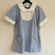 Vintage 60s 70s Profiles Inc. Blue White Pinstripe Nurse Maid Uniform Dress
